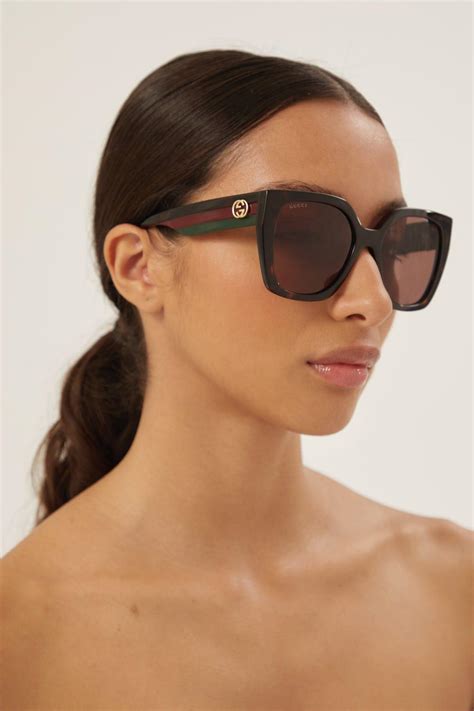 gucci 54mm square sunglasses havana|gucci brown havana oversized sunglasses.